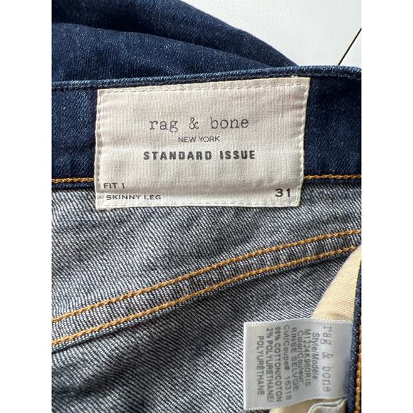 Rag & Bone Men’s Standard Fit Skinny Leg Jean 31 Rinse Selvge Button Fly Capsule - Picture 5 of 10